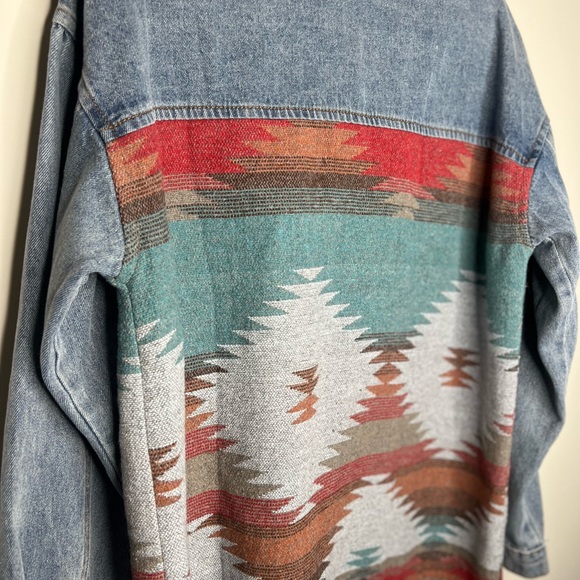 Aztec Print Denim Shacket - Picture 5 of 6